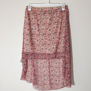 Rue21 Hi-Lo Sheer Skirt Floral Print Size XL